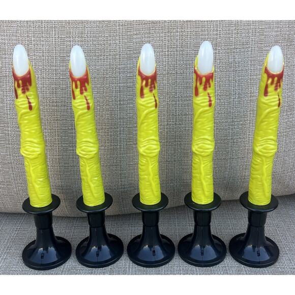 Lot 5 10" Flickering Light Up Bloody Green Witch Finger Spooky Halloween Decor - Picture 1 of 4